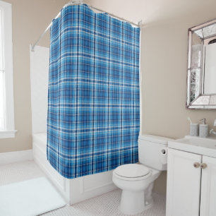 Blue Plaid  Shower Curtain