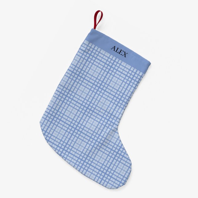 Blue Plaid Small Christmas Stocking (Front (Hanging))