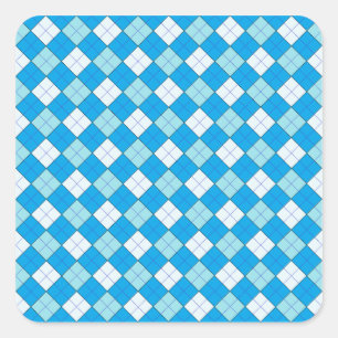 Blue Plaid Square Sticker