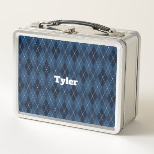 Blue Plaid Stainless Lunchbox