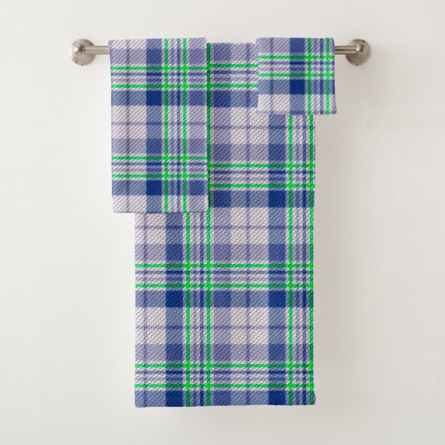 Blue Plaid With Green Bath Towel Set (Insitu)