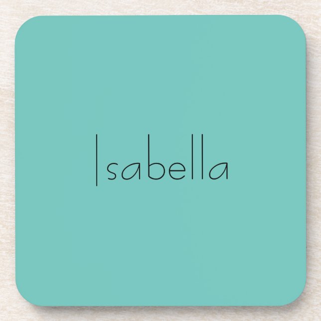 Blue Plain Creative Modern Name Minimalist Coaster (Front)