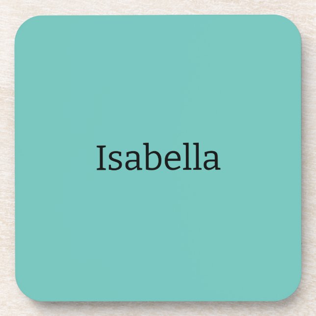 Blue Plain Creative Modern Name Minimalist Coaster (Front)