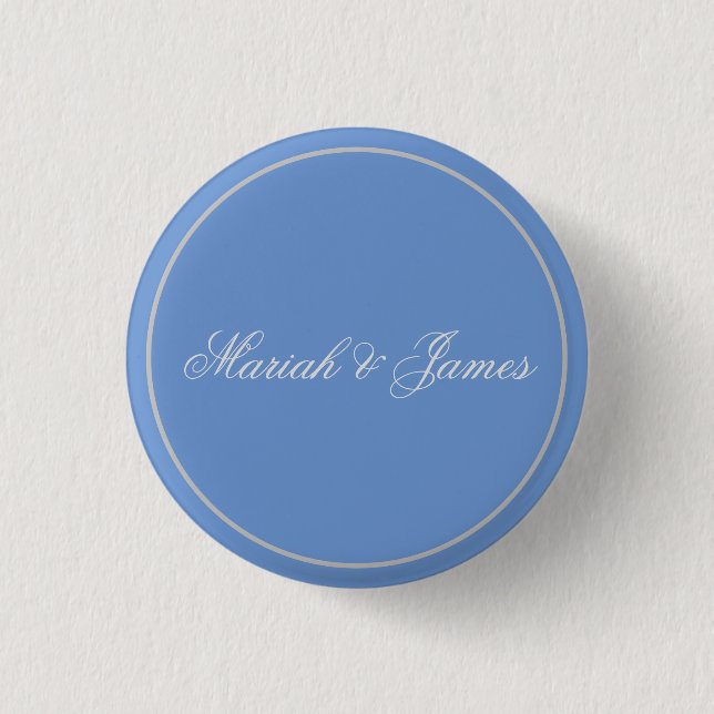 Blue Plain Elegant Minimalist Names Calligraphy 3 Cm Round Badge (Front)