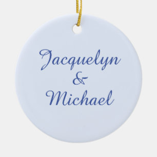 Blue Plain Elegant Modern Calligraphy Name Ceramic Tree Decoration