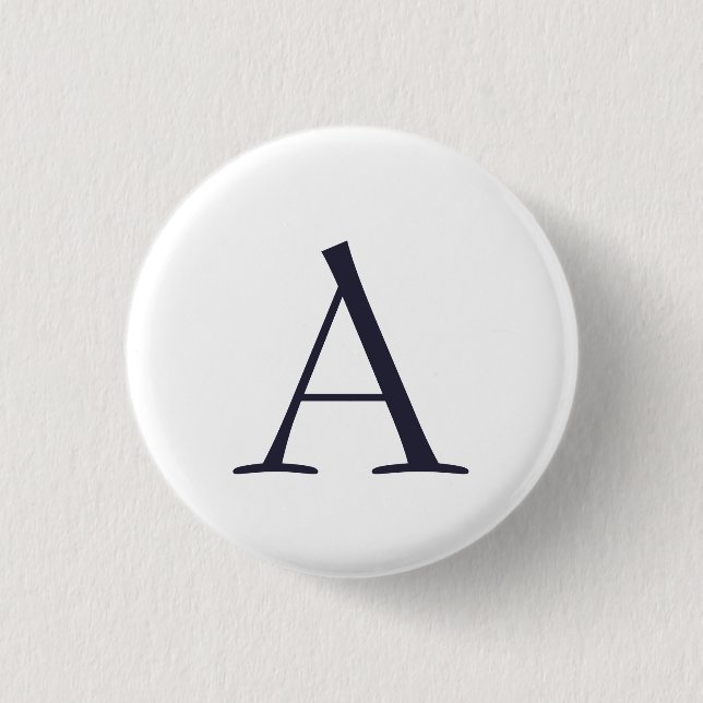 Blue Plain Elegant Modern Monogram Initial 3 Cm Round Badge (Front)