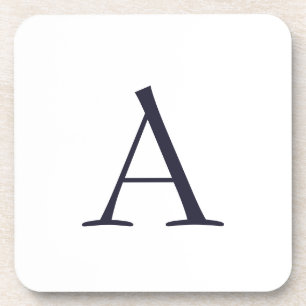Blue Plain Elegant Modern Monogram Initial Coaster