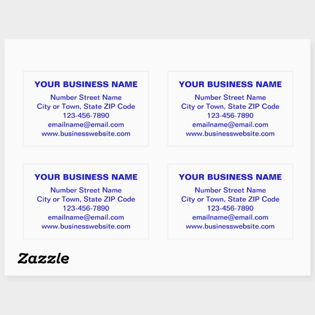 Blue Plain Texts Business Brand on White Rectangular Sticker (Sheet)