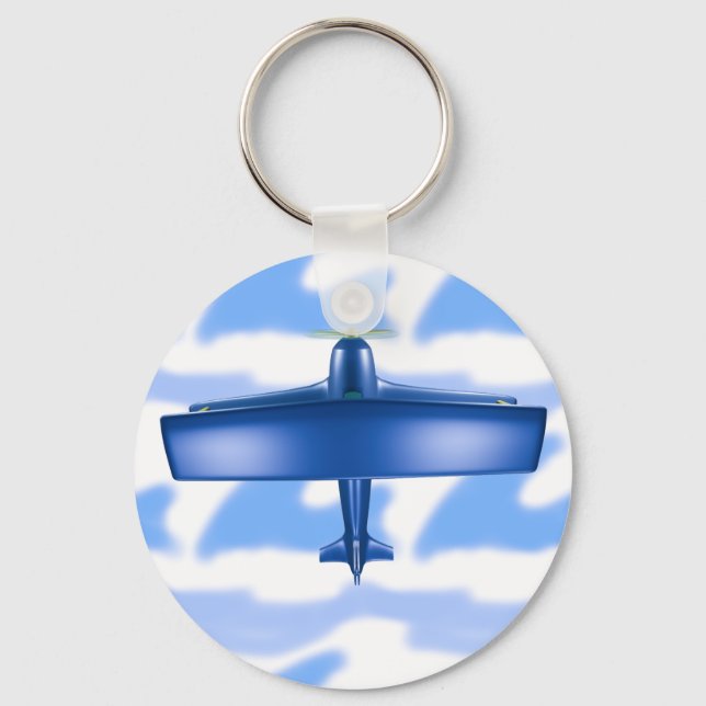 Blue Plane Aviation Sky Blue Cloud Keychain (Front)