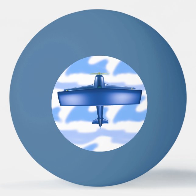 Blue Plane Aviation Sky Blue Clouds Ping Pong Ball (Front)