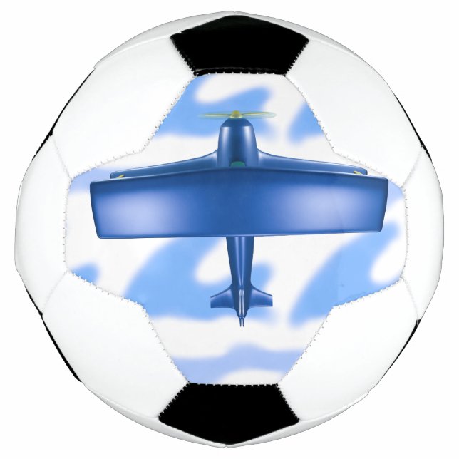 Blue Plane Aviation Sky Blue Clouds Soccer Ball (Front)