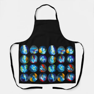 Blue planet nebula galaxy watercolor apron