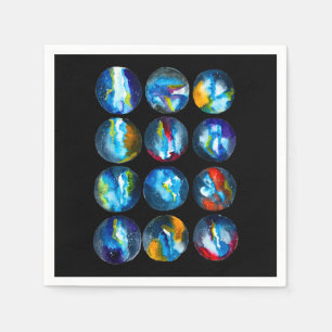 Blue planet nebula galaxy watercolor napkin