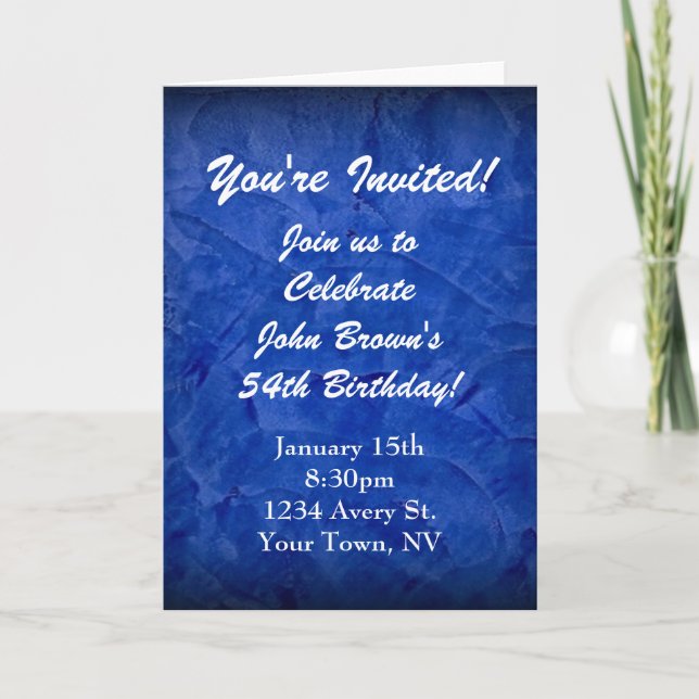 Blue Plaster Birthday Invitation Instant Download (Front)