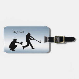 Blue Play Ball Baseball Sports Luggage Tag