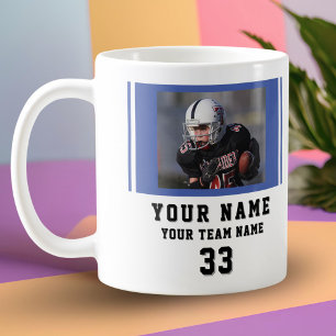Blue Player Name Number Team Photo Coffee Mug