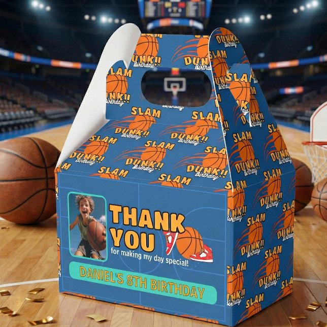 Blue Playful Basketball Kids Thank You Birthday Favour Box (Creator Uploaded)