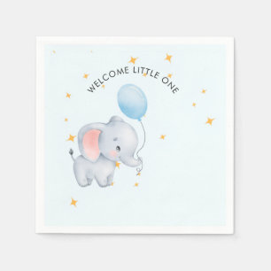 Blue Playful Elephants Baby Shower Napkin