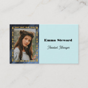 Blue Pleat & Gold Chain with Personalised Photo Business Card