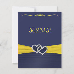 Blue Pleats and Diamond Hearts RSVP Card