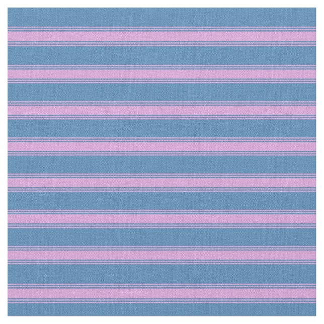 Blue & Plum Stripes Fabric (Close Up)