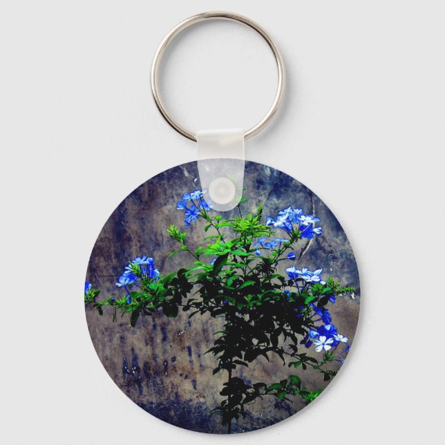 Blue Plumbago Flower  Key Ring (Front)