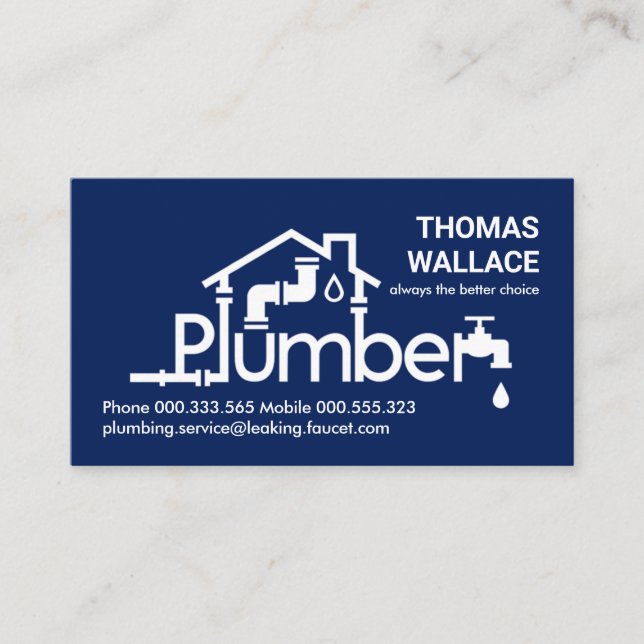 Blue Plumber Home Piping Business Card (Front)