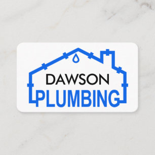 Blue PLUMBING Home Pipe Frame Business Card