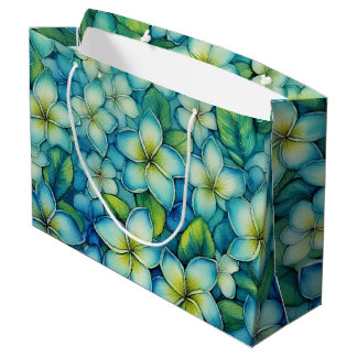 Blue Plumeria Large Gift Bag