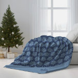 Blue Poinsettia Add Name Classic Whimsy Christmas Fleece Blanket<br><div class="desc">This simple and minimal design features my hand drawn pale blue poinsettia on a dark blue background for classic vibe that evokes the nostalgia of Christmas past while the hand illustrated elements give it a touch of whimsy. Original art by Malissa Melrose. Add your name to personalise.</div>