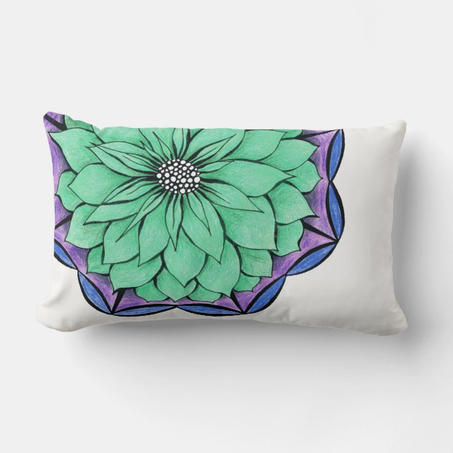 BLUE POINSETTIA Lubar Pillow (Front)