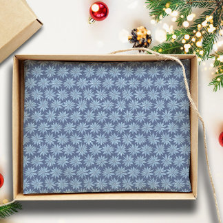 Blue Poinsettia Minimal Classic Whimsy Christmas Tissue Paper