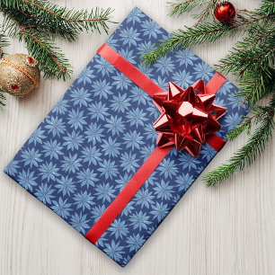 Blue Poinsettia Minimal Classic Whimsy Christmas Wrapping Paper