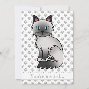 Blue Point Birman/Ragdoll Cat Birthday Party Invitation