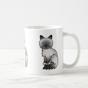 Blue Point Birman / Ragdoll Cat Cartoon Drawing Coffee Mug