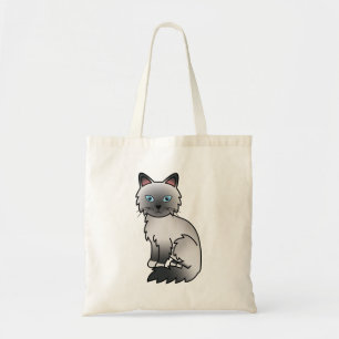 Blue Point Birman / Ragdoll Cat Cartoon Drawing Tote Bag