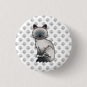 Blue Point Birman / Ragdoll Cute Cat & Paws 3 Cm Round Badge