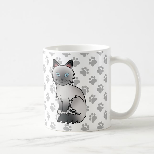 Blue Point Birman / Ragdoll Cute Cat & Paws Coffee Mug (Right)