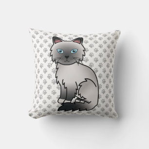 Blue Point Birman / Ragdoll Cute Cat & Paws Cushion