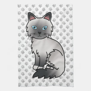 Blue Point Birman / Ragdoll Cute Cat & Paws Tea Towel