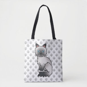 Blue Point Birman / Ragdoll Cute Cat & Paws Tote Bag