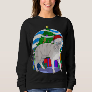 Blue Point Siamese Cat Cute Santa Christmas Tree D Sweatshirt
