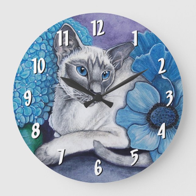 Blue Point Siamese Cat Large Clock (Front)