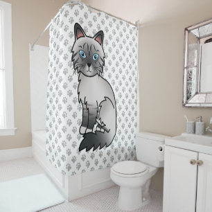 Blue Point Tabby Birman / Ragdoll Cat & Paws Shower Curtain