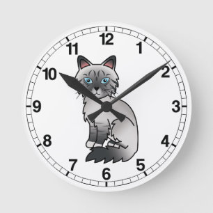 Blue Point Tabby Birman / Ragdoll Cat Round Clock