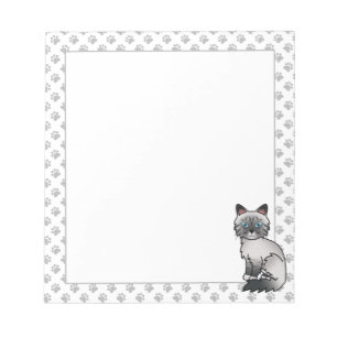 Blue Point Tabby Birman / Ragdoll Cute Cat & Paws Notepad