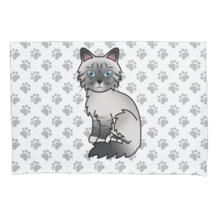 Blue Point Tabby Birman / Ragdoll Cute Cat & Paws Pillowcase