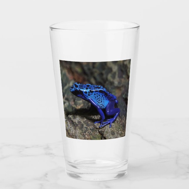 Blue Poison Dart Frog, Bright Blue Frog Glass (Front)