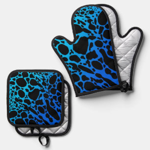 Blue Poison Dart Frog Oven Mitt & Pot Holder Set