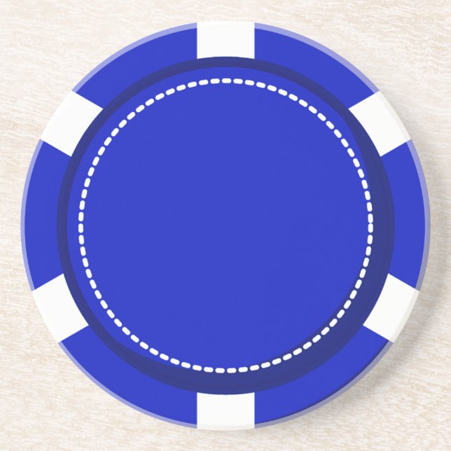 Blue Poker Chip Sandstone Coaster (Front)